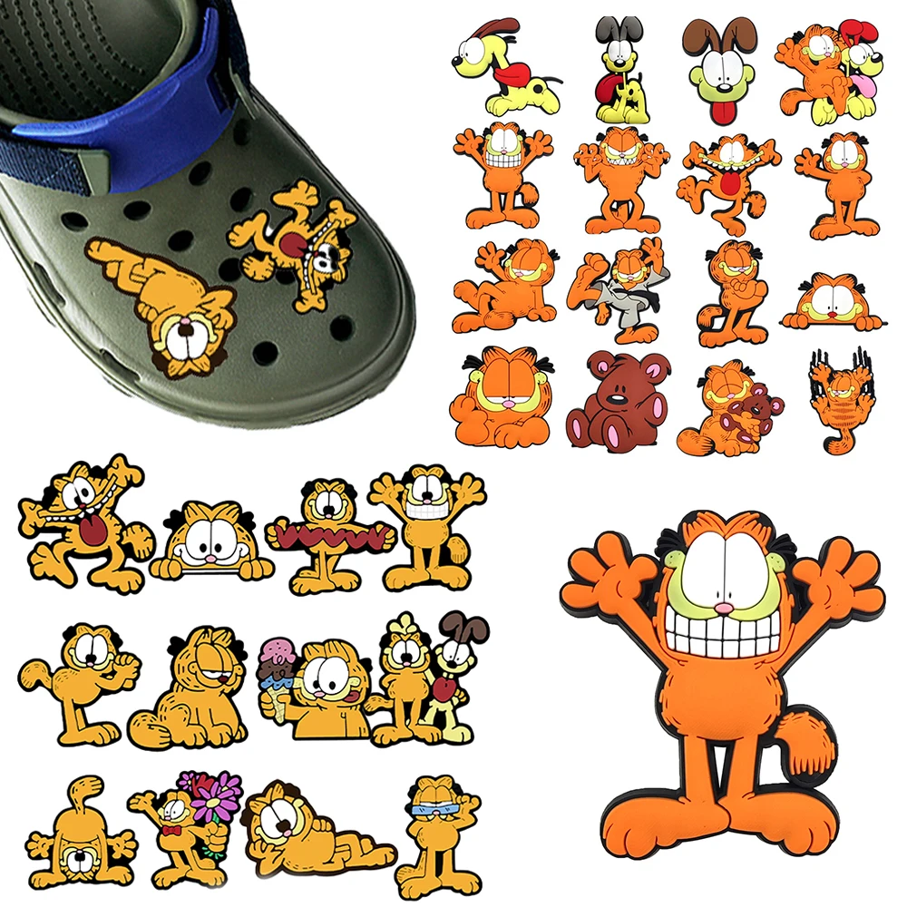 12-100 Stück Hot Toys Niedliche gelbe Katze Cartoon-Serie PVC-Schuhaccessoires DIY abnehmbare wasserdichte PVC-Mode-Dekorationen Geschenke