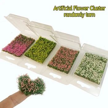 Césped de simulación en miniatura, modelo de césped de flores, Casa de construcción, decoración al aire libre, paisaje, tren, diseño de ferrocarril, 5x8cm por caja