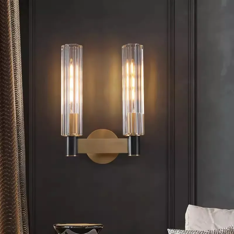 

Modern light luxury copper gold wall lamp personality art hotel background wall living room corridor bedroom bedside wall lamp