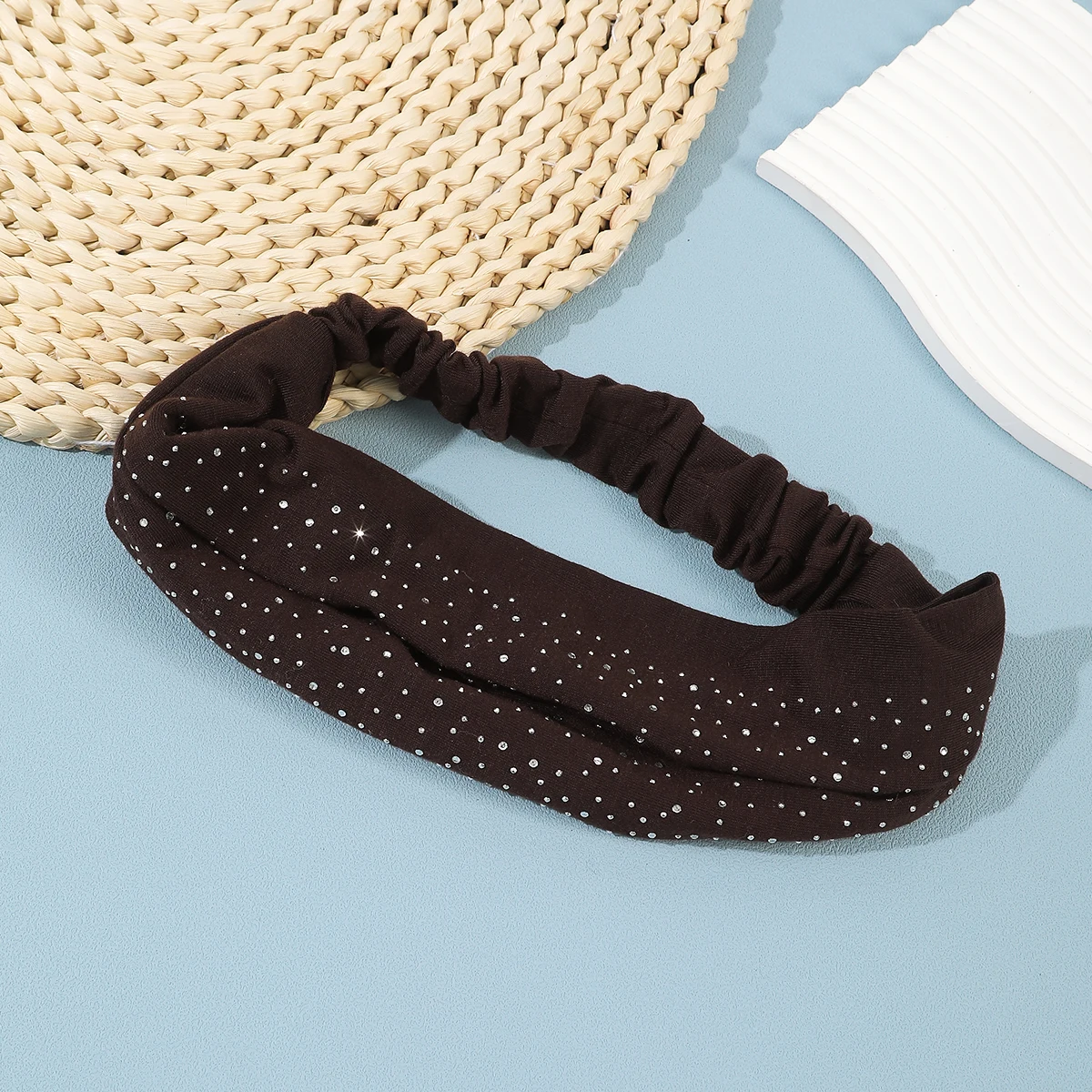 AWAYTR مشرق الماس هيرباند الكروشيه النسيج مرونة عقال منشفة حلوة لطيف حزام حقيبة الشعر الحجاب