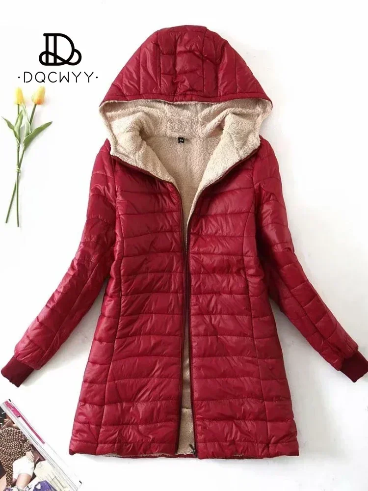 

Women's Winter Jacket 2024 New Mid Length Hooded Slim Fit Warm Parkas Fall Solid Casual Top for Women's Outerwear Woman Clothing