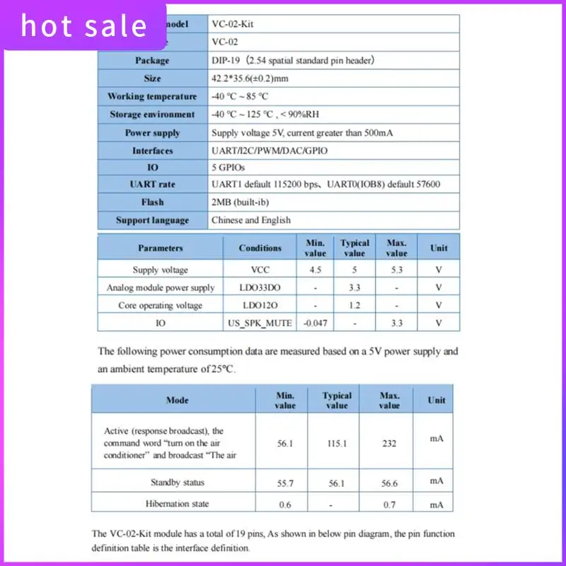 ELEC-2Pcs VC-02-Kit AI อัจฉริยะ Pure ออฟไลน์ Voice Development Board VC02 ออฟไลน์ Recognition Speech Control โมดูล