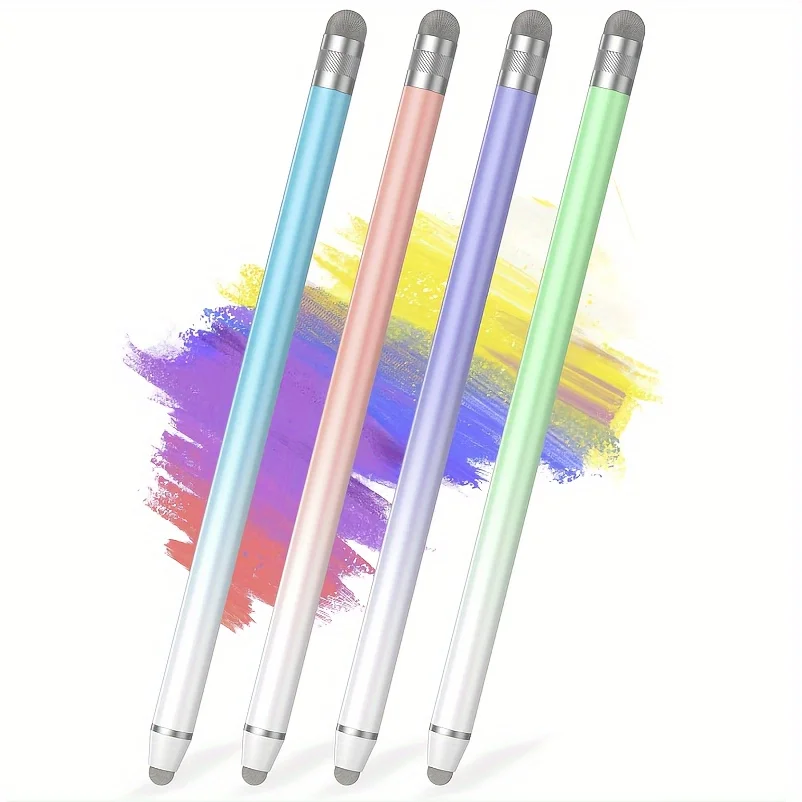 4Pcs Universal Stylus Pen, High Sensitivity Fiber Tip, Compatible with iPhone iPad Samsung Android Tablet, Random Color Gift