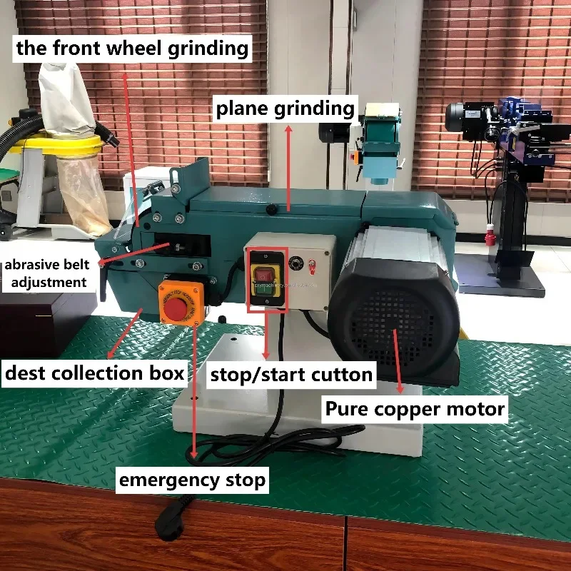 

220V Electric Single-Phase DIY Metal Sanding Machine Small Sand Belt Grinder with Standing Tube Design Industrial Tools