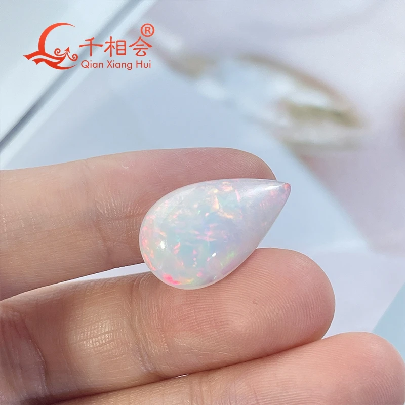 

Natural Colorful White Opal pear shape cabochon 4-7ct gemstone loose stone jewelry making certificated