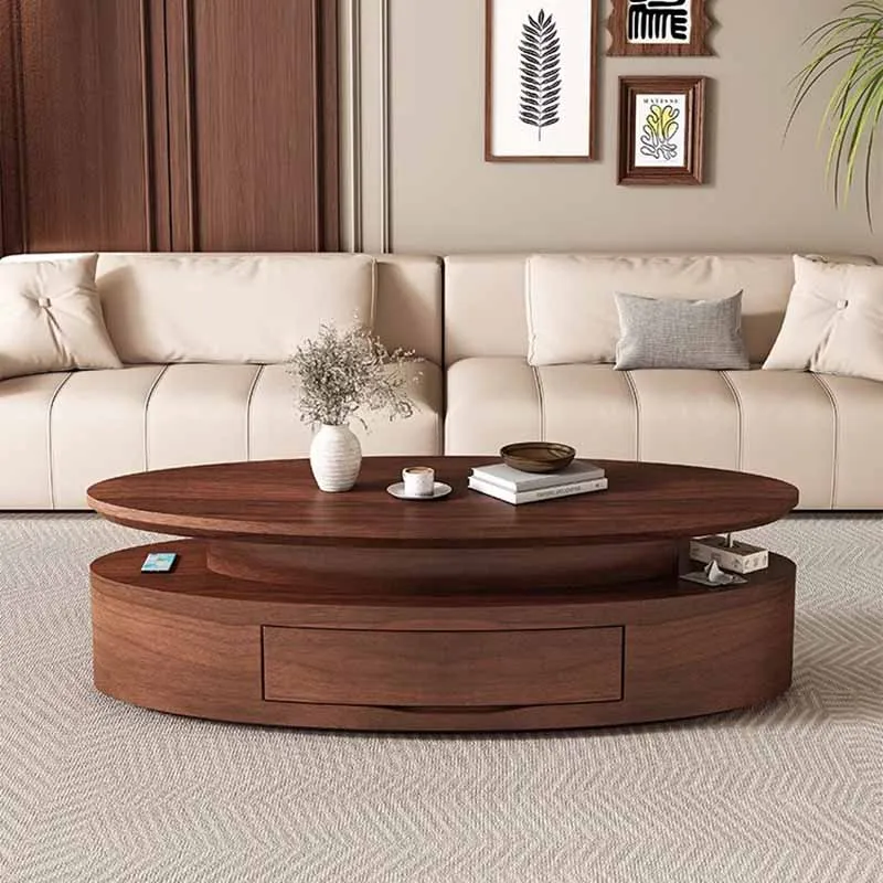 

Waterproof Oval Clear Coffee Table Tray Storage Modern Balcony Wood Side Table Living Room Nordic Mesa Centro Salon Furniture