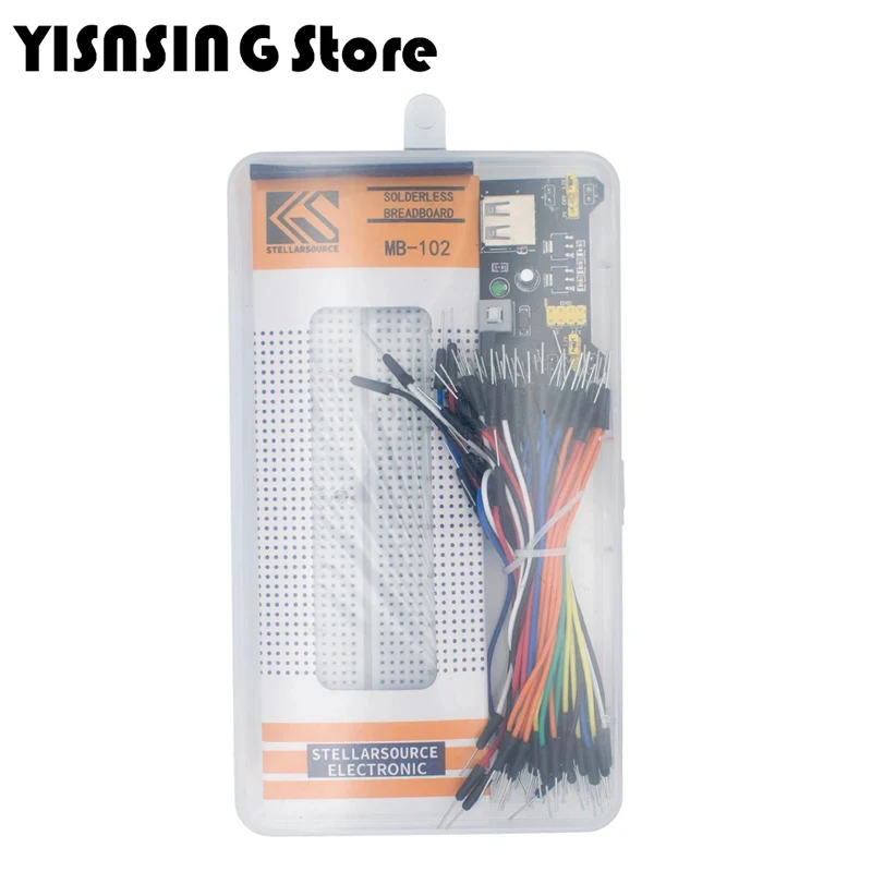 3.3V/5V MB102 Breadboard Power module MB-102 830 Points Solderless Prototype Bread Board kit 65 Flexible jumper Wires