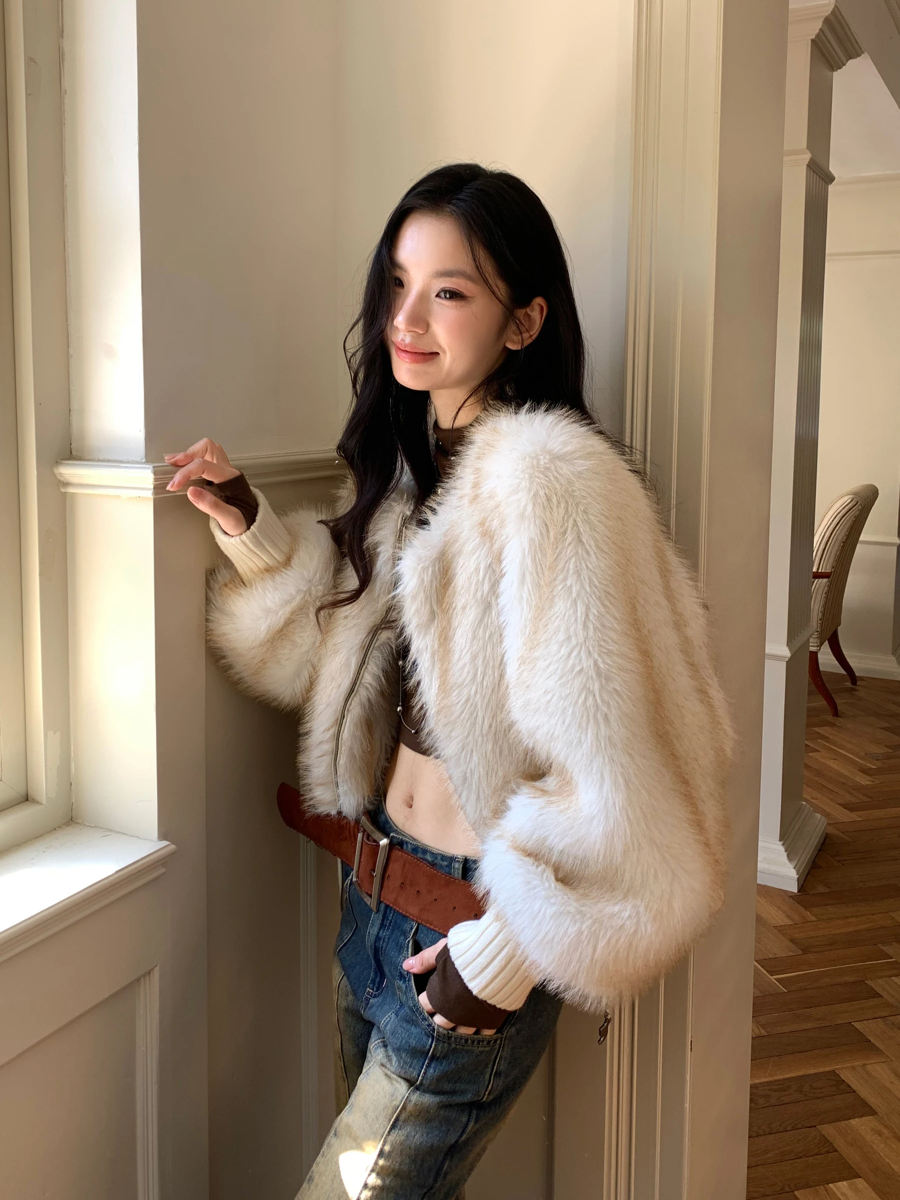 

Warmth And Sle FTT FlyTheTruth Women's Faux Fur Jaet Autumn Winter Outerwear Eco-Friendly Long Sve Zipper Closure Coat