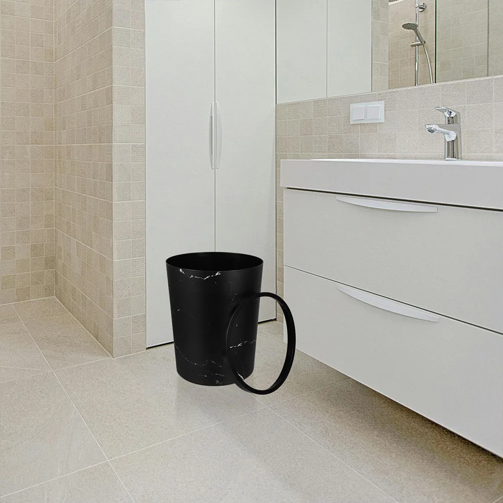 

Stylish Marble Pattern Trash Can Large Capacity Home Office Bathroom Use Waterproof Stainresistant Press Ring Design