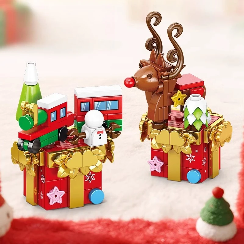 SEMBO 산타 블록 어린이 조립식 집 크리스마스 트리 모델 트렌디 장난감 눈사람 데스크탑 장식 생일 선물
