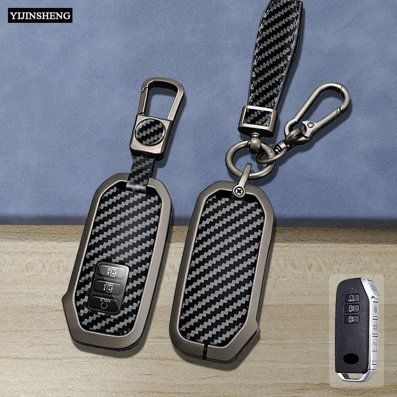 Zinc Alloy +Leathe Carbon Style Car Key Case Cover For KIA Seltos Sportage NQ5 Sorento Mq4 GT LINE K5 DL3 Carnival Ev6 2021 2020