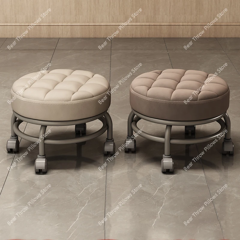 Pooulie Round Taboulet for Miles Salon, modern pedicure chair, low slope, leather, comfortable shoes, office footstool