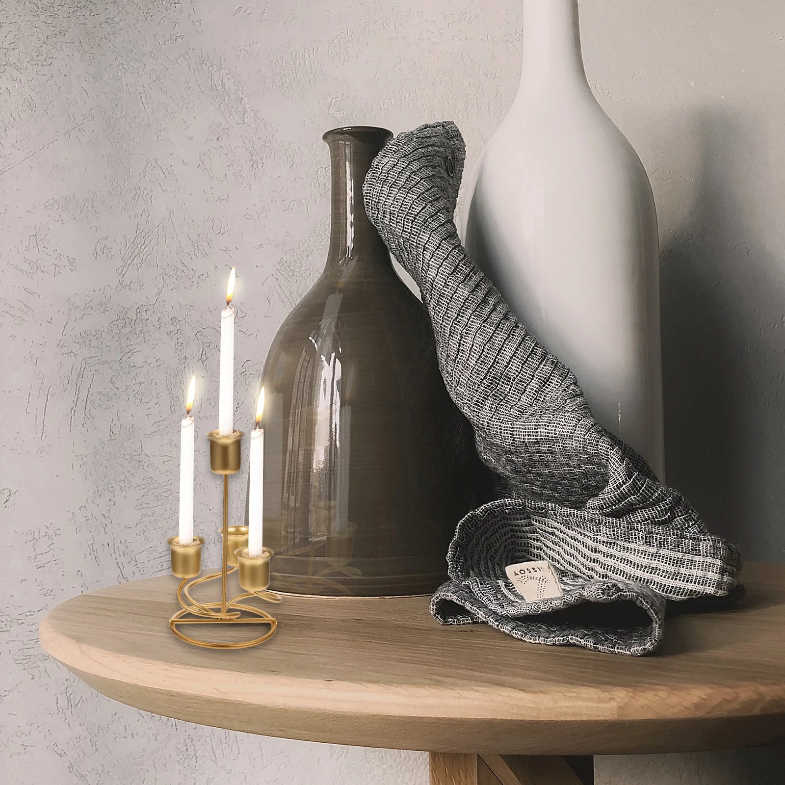 

Rustic Iron Holder Vintage Pedestal Stand Decorative Farmhouse Candlestick Party Wedding Home Decoration Retro European