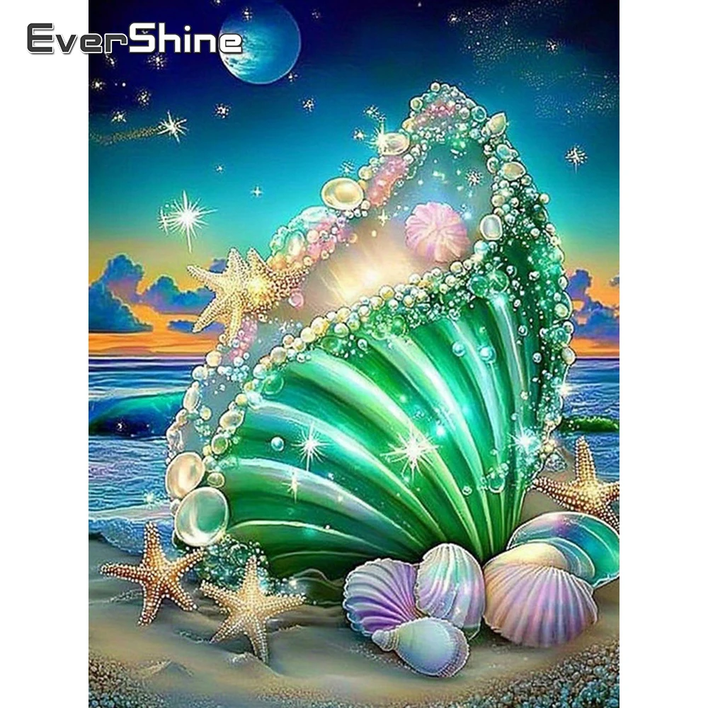 Evershine Diamant-Stickerei Landschaft Vollflächiges Gemälde Küste Neuerscheinung Strass-Mosaik Muschel 5D Heimdekoration