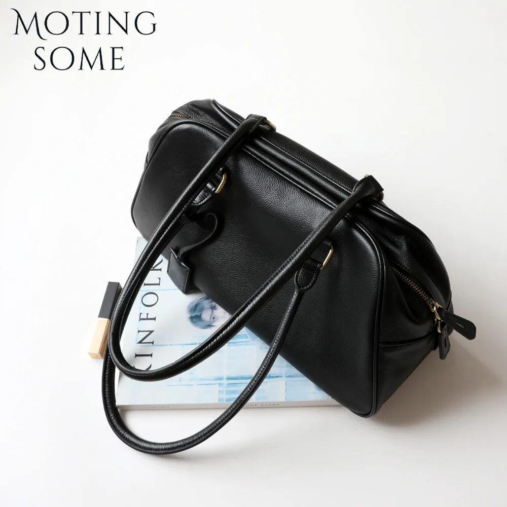 Motingsome Retro torby do gry w kręgle luksusowa pierwsza warstwa skóry wołowej o dużej pojemności moda damska dojazdy do pracy torba pod pachami