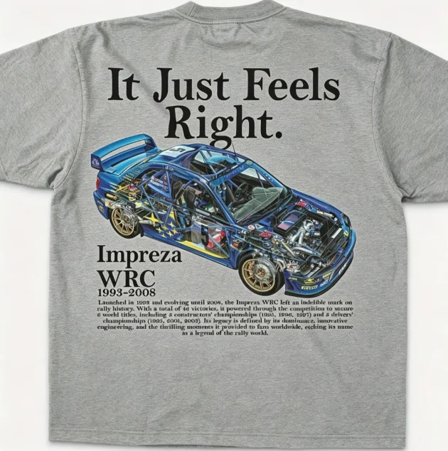 2026 Herren- und Damen-Retro-Rally-Rennmuster-T-Shirt mit Rückendruck, locker sitzendes Street-T-Shirt mit weitem Halsausschnitt – Detail 6