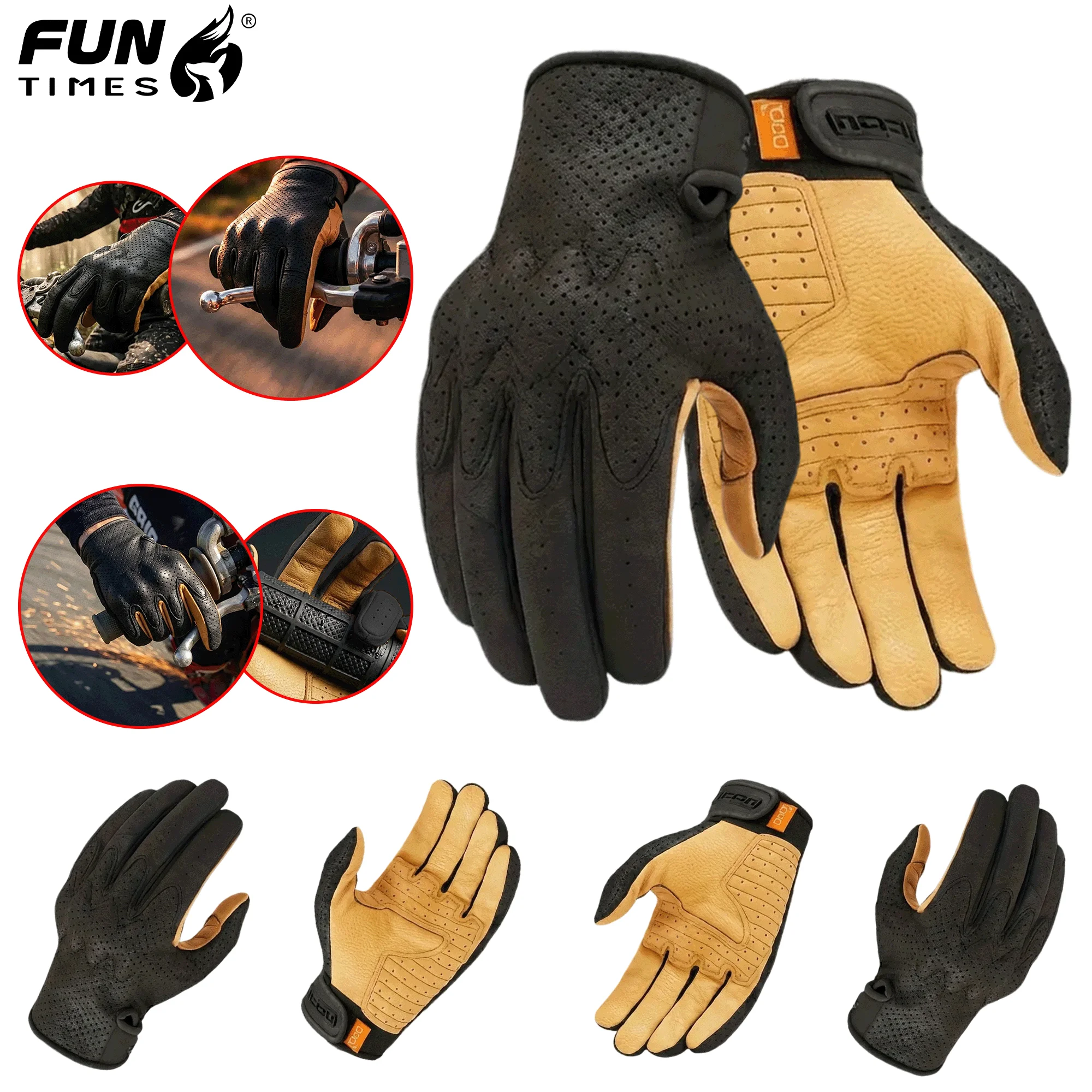 

2024 Men Riding Motorcycle Gloves Leather Mountain Bike Mtb Gloves Full Finger Motocross Protective Gloves