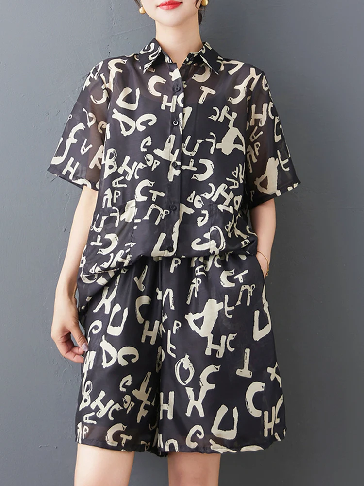 

Fashionable Cotton Linen Two-Piece Set Women's Summer plus Size Shorts Sleeve Top And Shorts Ensemble Slimming Effect