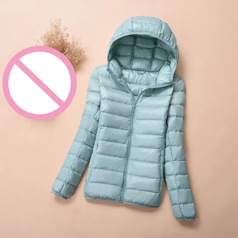 

Женская легкая пуховая куртка из хлопка, осенне-зимняя, новые модели, с воротником-стойкой, с капюшоном, модная, теплая, для мам, пуховики