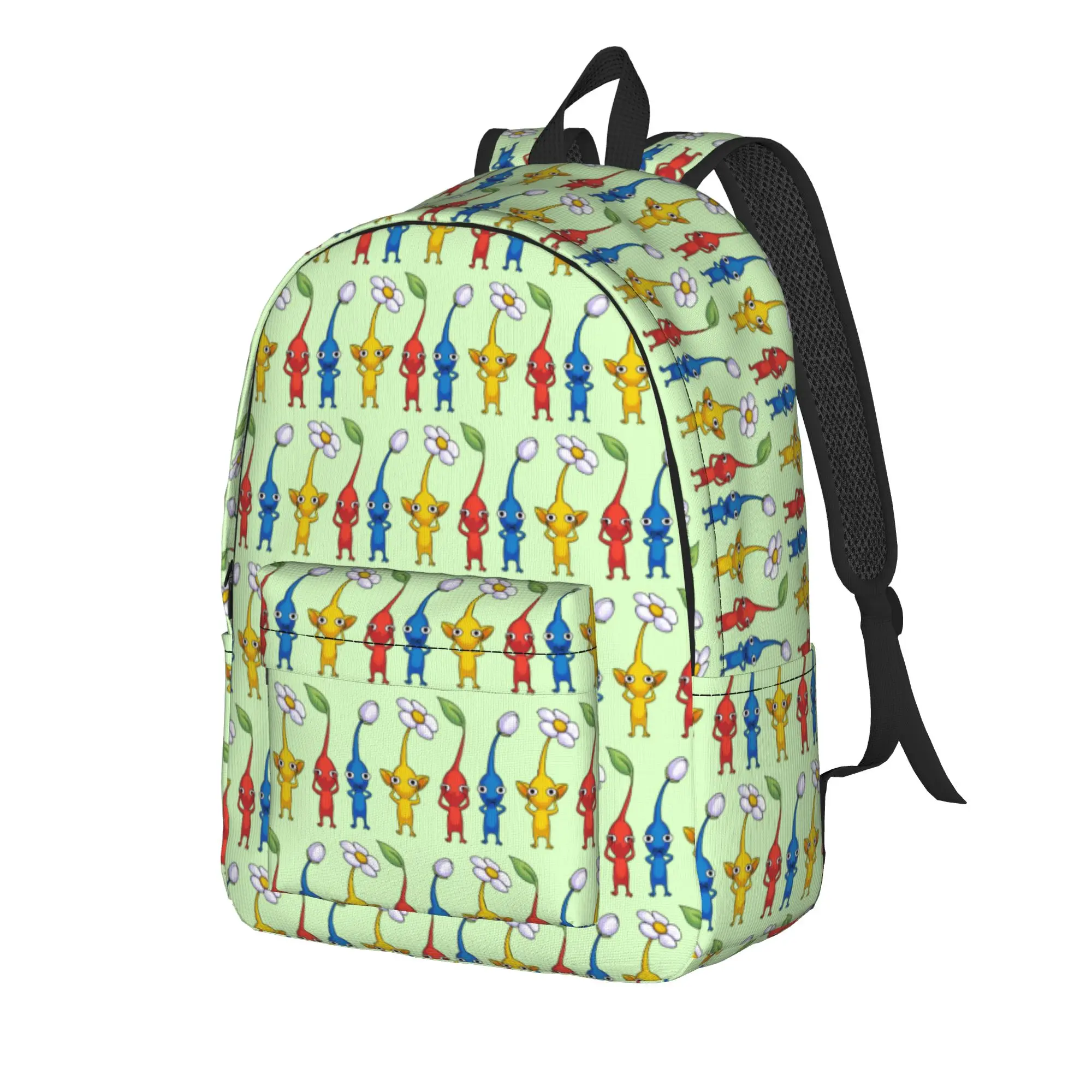 Pikmins Gamer Backpack for Men Women Casual High School Business Daypack Cartoon Laptop Shoulder Bag Durable