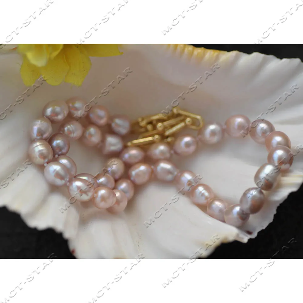 

MTC·STAR 19" 12mm Lavender Rice Freshwater Pearl Necklace Chain Clasp (Z14325)