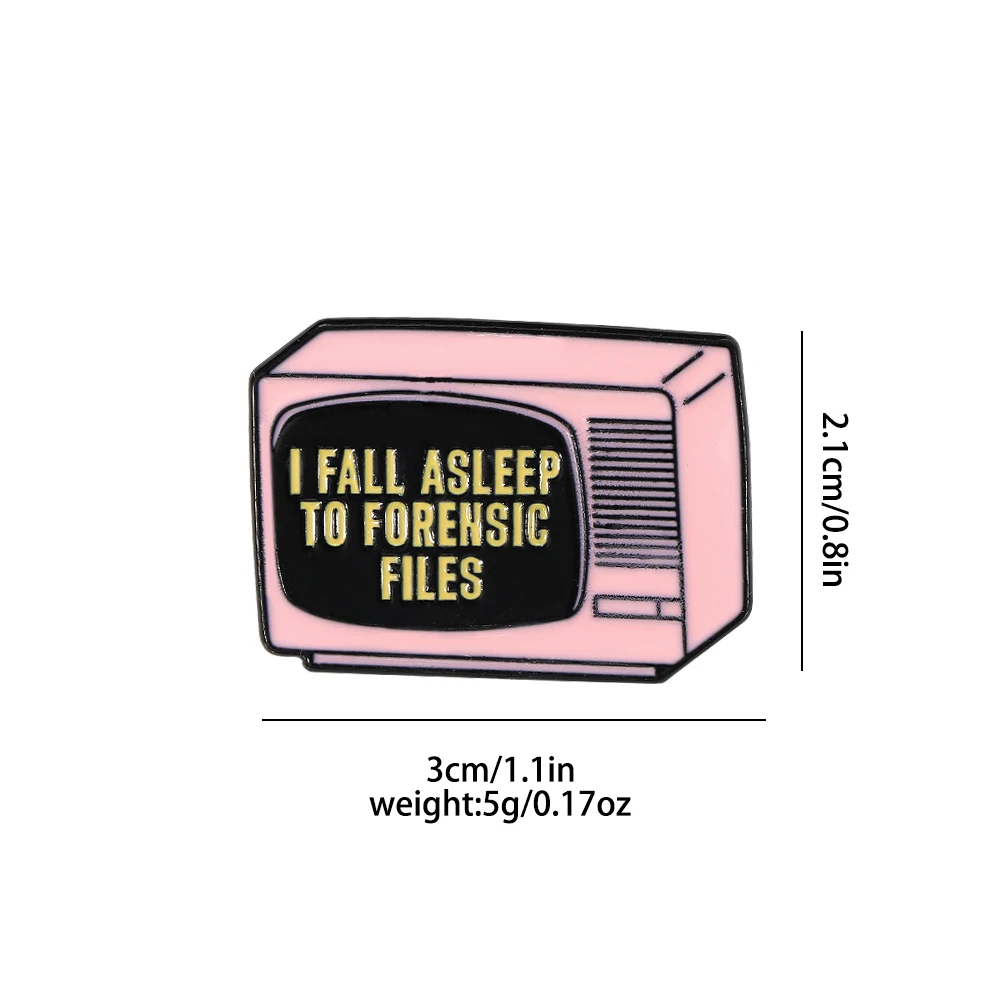 رسالة I Fall Sleep إلى الملفات الشرعية دبابيس المينا دبابيس على شكل تلفزيون وردي عتيق