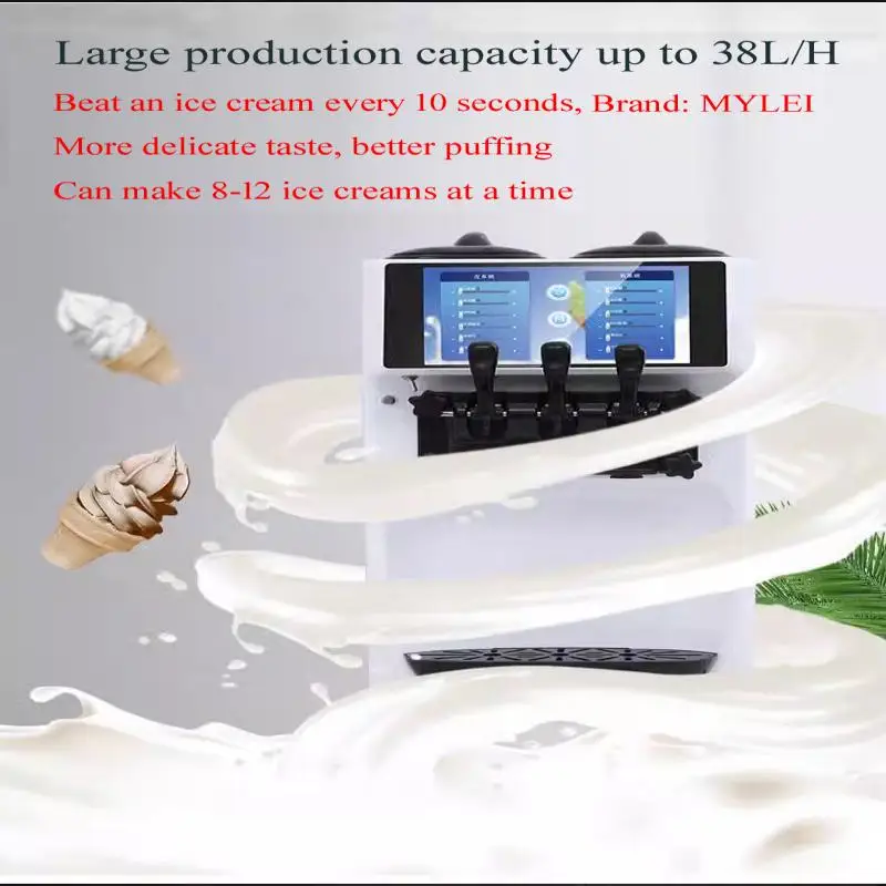 Máquina automática de sorvete de iogurte com sabor misto macio