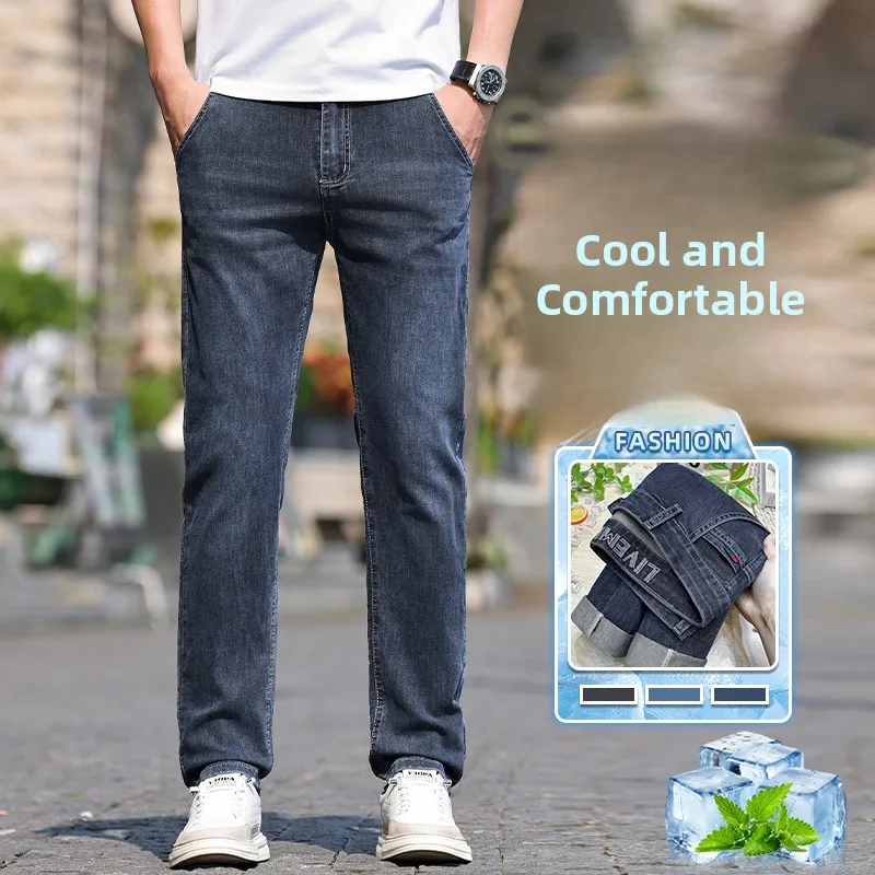 

New Men's Casual Jeans Spring Summer New Sle Versatile Comfortable Fit Straight Leg mid Waist Thin Summer Season