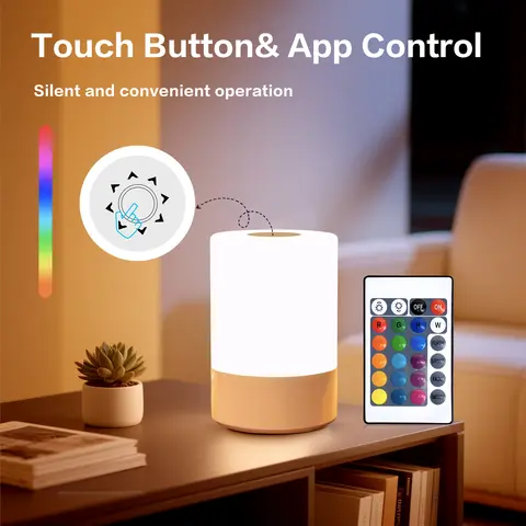 Touch Remote Control RGB Night Light 8LED 23LM Dimmable Colorful Atmosphere Lamp 5V USB Powered Mini Patting Lamp Portable Bedroom Decor Light