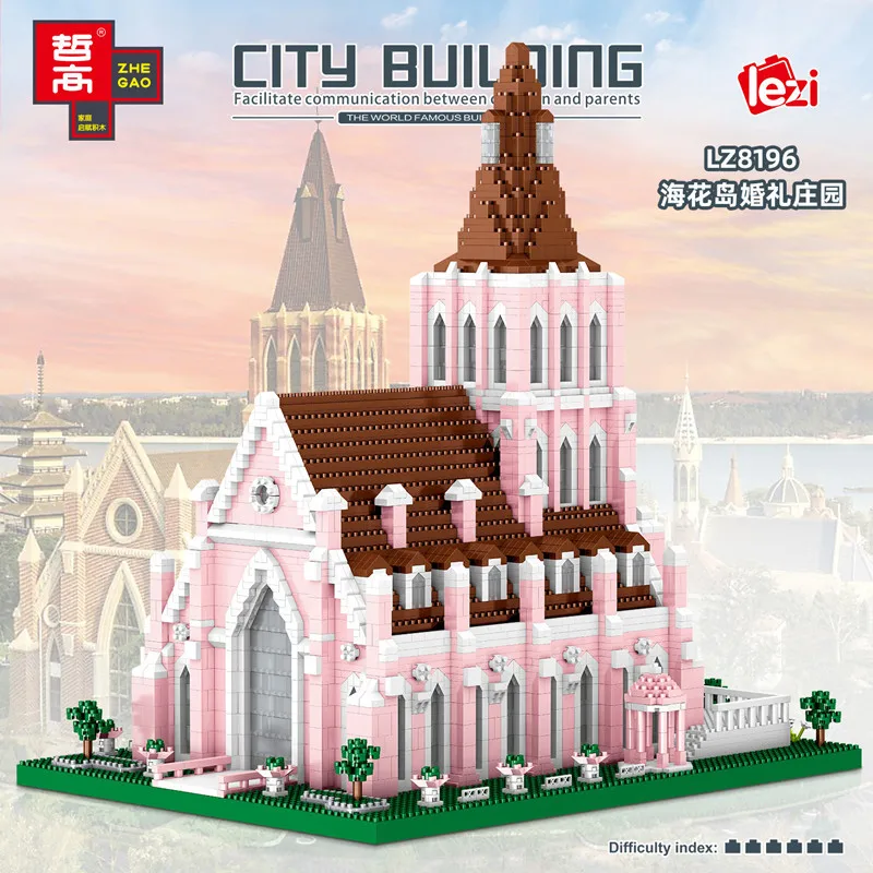 

5153pcs LEZI Mini Blocks Architecture Manor Building Bricks Pink Wedding Castle Juguetes Toys Kids Gifts Girls Present 8196