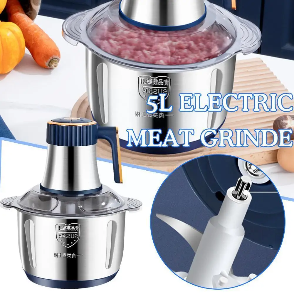 

Electric Meat Grinder Food Chopper Mincer Vegetable Shredder Fruit Steel Food Garlic Cooking Masher Stainless Crusher Baby J5K5