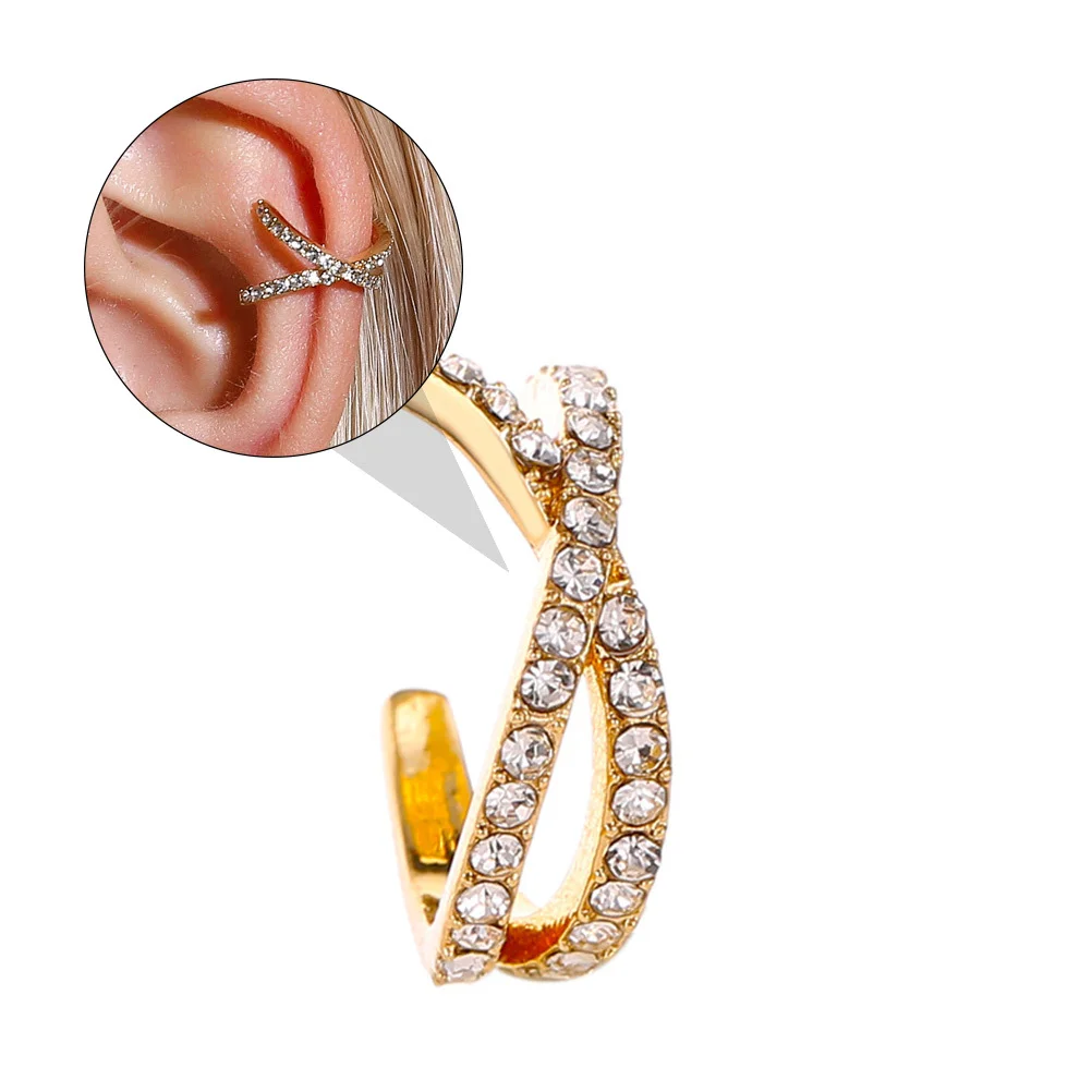 

1Pcs Retro Rhinestone-Encrusted Ear Clip Stylish Fashion Accessory for Party Daily Wear Rhinestone-Encrusted Ear Clip