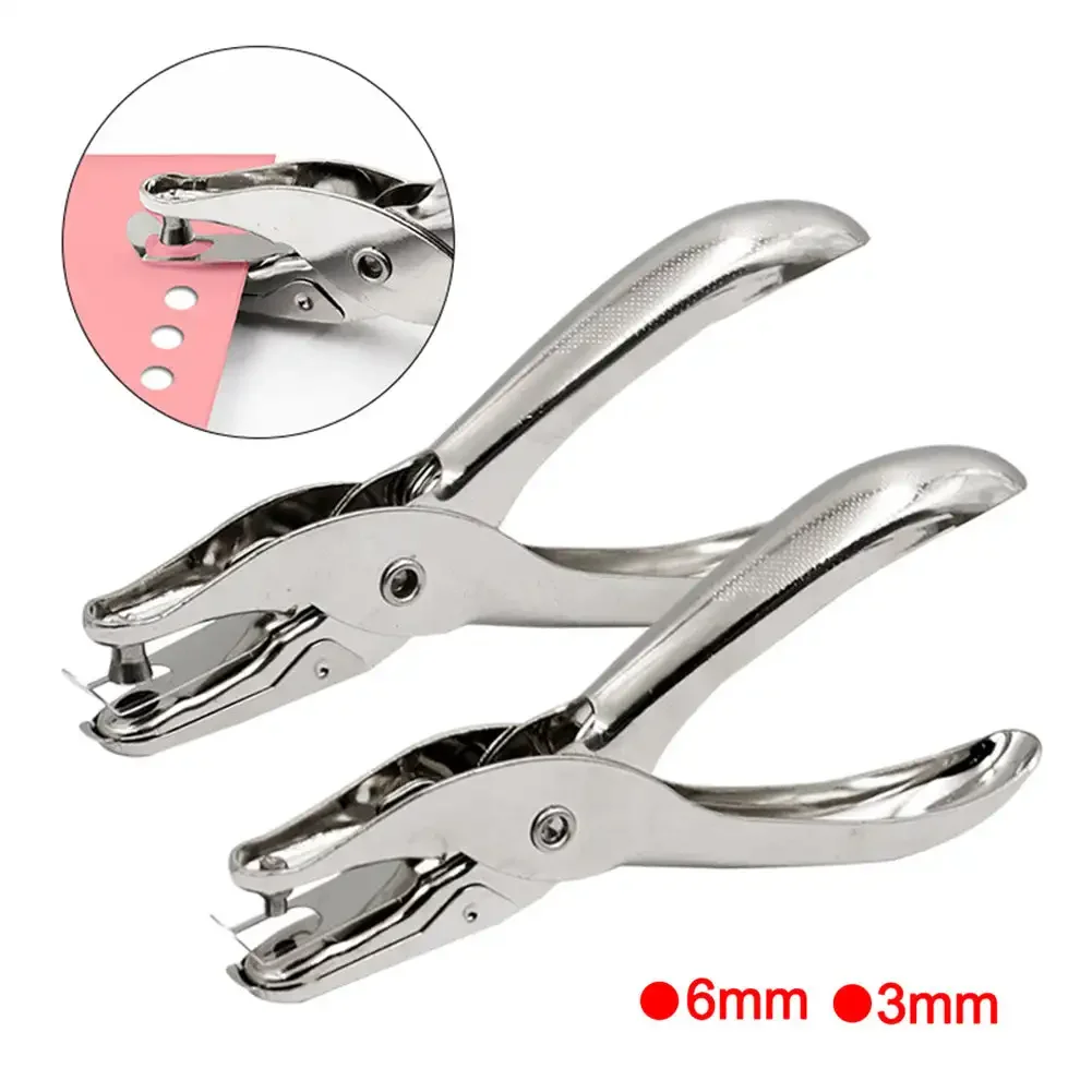 Metal 3/6mm Pore Diameter Hole Punch Pliers Single Hole Puncher Hand Paper Scrapbooking Punches 1-8 Pages Paper Hole Puncher