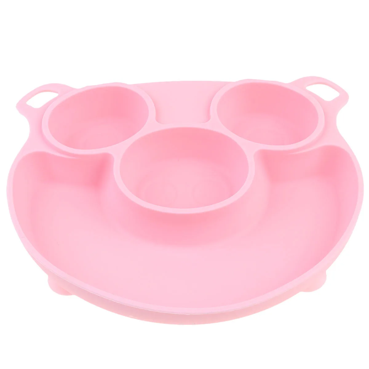 

Baby Plate Pig Silicone Anti-Scald Anti-Fall Plate Grid Baby Dishes Baby Feeding Bowl for Home (Pink)