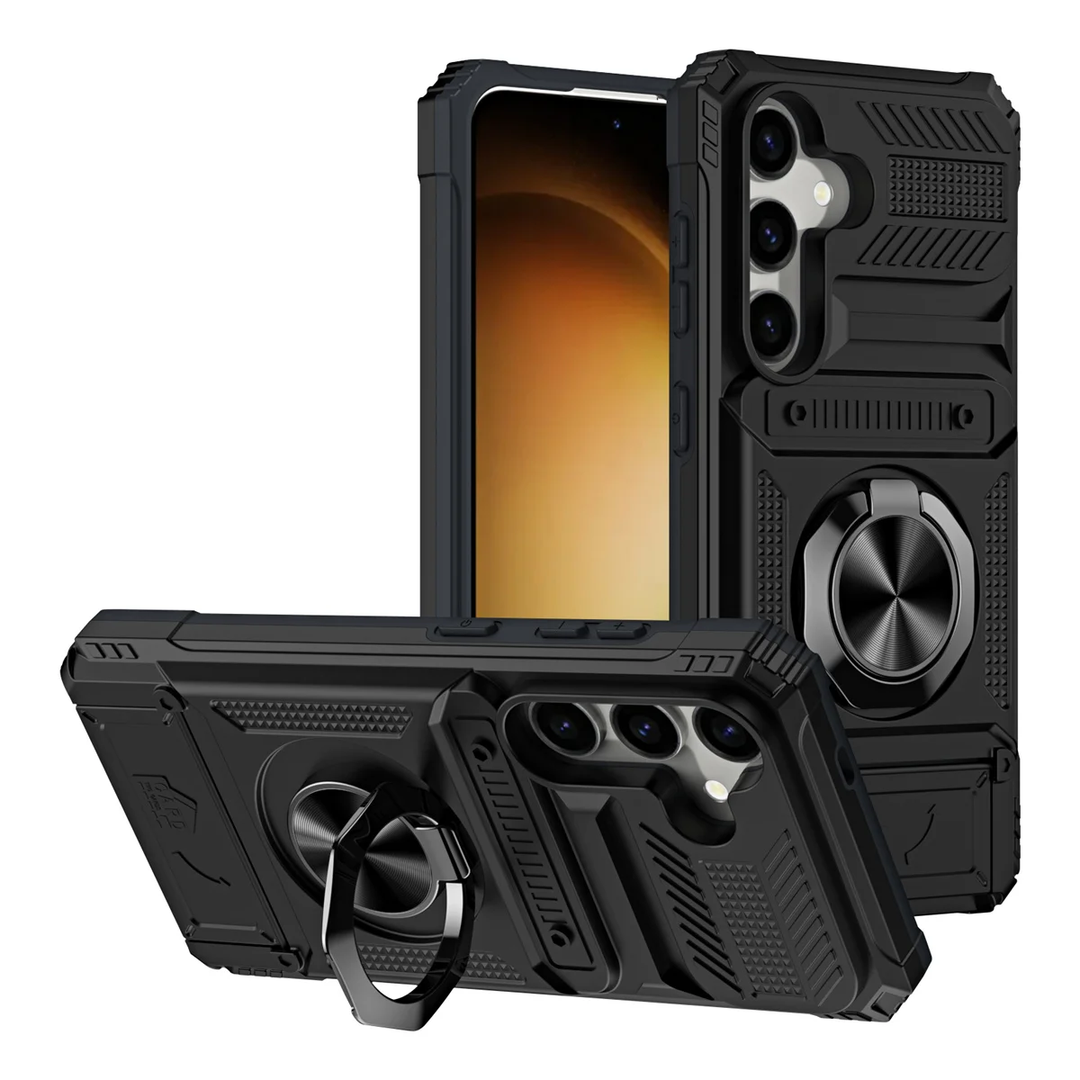 Handyhülle für Samsung Galaxy S25 FE S26 S24 Ultra Plus S23 A17 A26 A16 A56 A36 A55 mit Kartenfach, Drehbarem Ring und Standfunktion