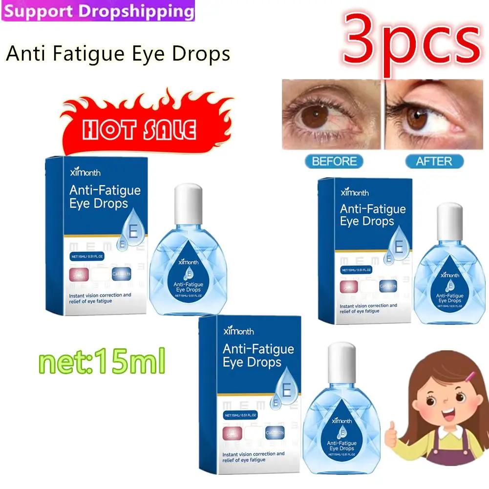 3pcs 15ml Cool Eye Drops Cleanning Eyes Detox Relieves Eye Fatigue Relax Discomfort Products Health Massage Removal Care