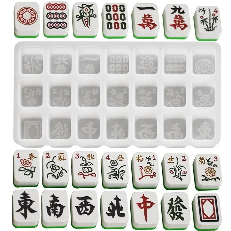 Mahjong Tile Mold Dominoes Casting Moulds Silicone Chinese Mahjong Mould Epoxy Resin Casting Molds For Chocolate Ice Tray