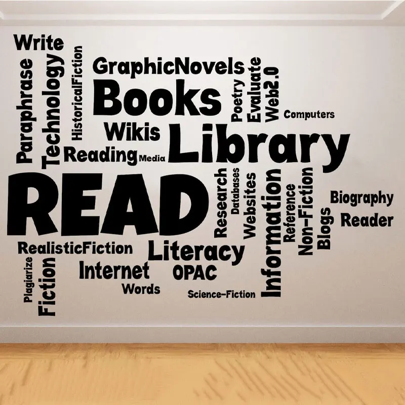 Library Quotes Wall Sticker Vinyl School Classroom Read Room Decoration Decals Reading Words Decor Removable Transfer Film AC43