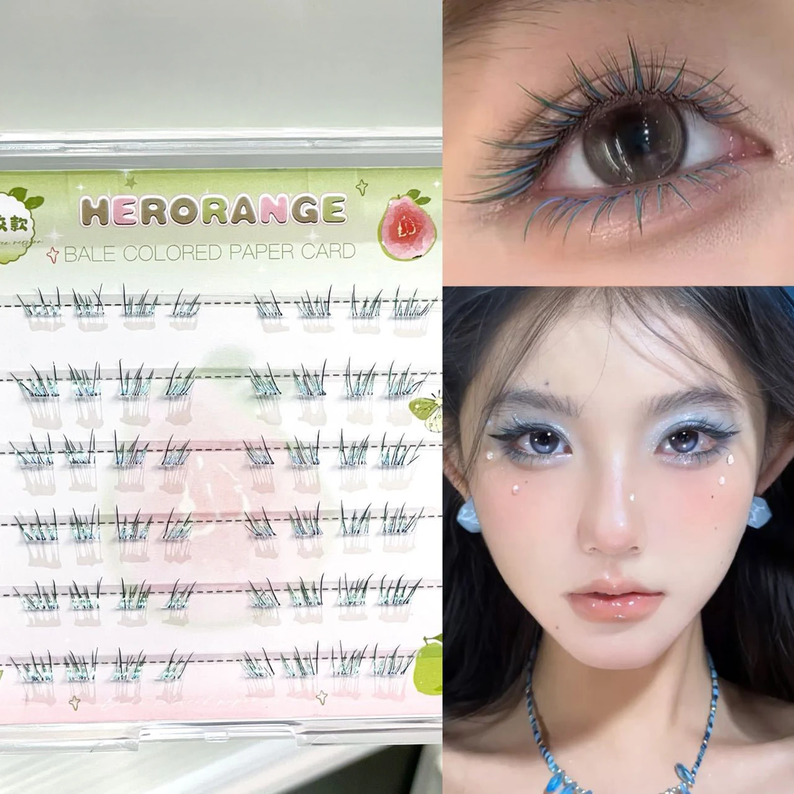 ملحقات الرموش الطبيعية الرموش الصناعية العنقودية الفردية لخط الرموش السفلية مع تأثير متدرج اللون ماكياج الرموش اليومية