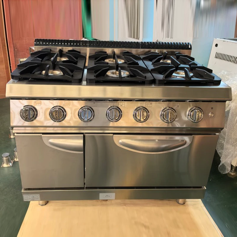 Commercial Gas Stove Stainless Steel Kitchen Equipment 6-Burner Gas Cooker With Oven Clay Pot Combination Stove view 2