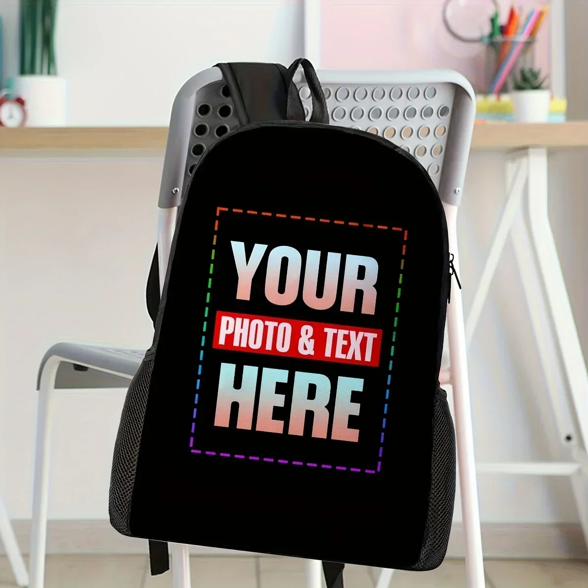 Custom 3pcs Set Customizable Unisex Casual Backpack With Personalized Photos/text/logo, Large Capacity Backpack With Lunch Box