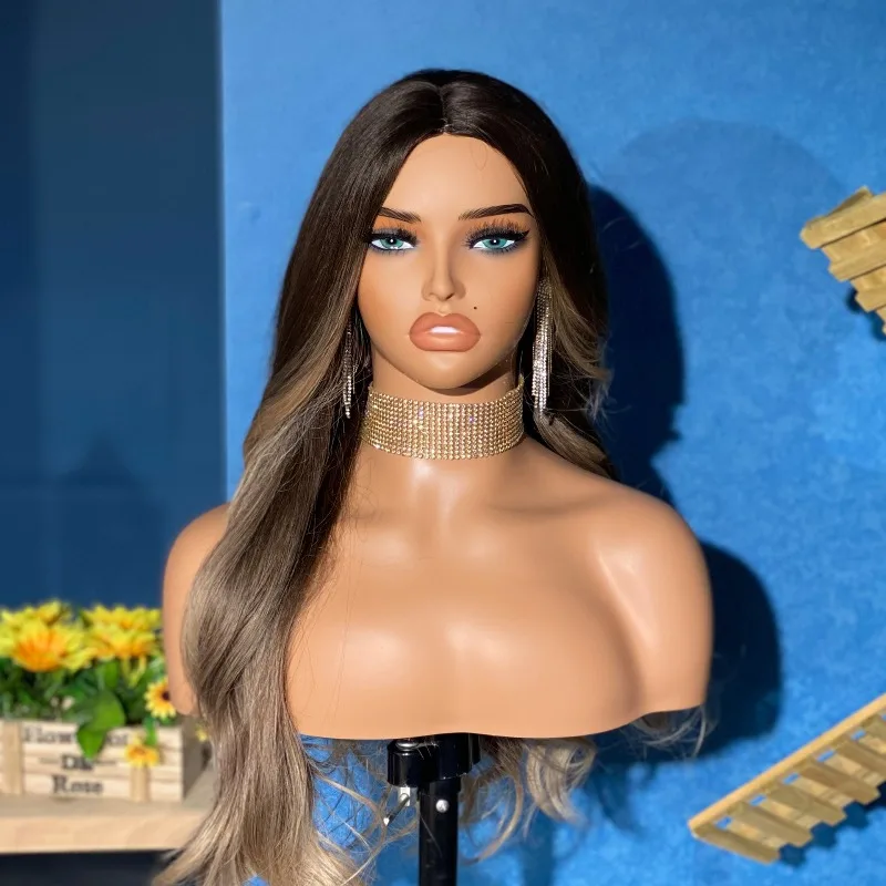 

Model head wig earrings display double shoulder head mold factory PVC fake model head