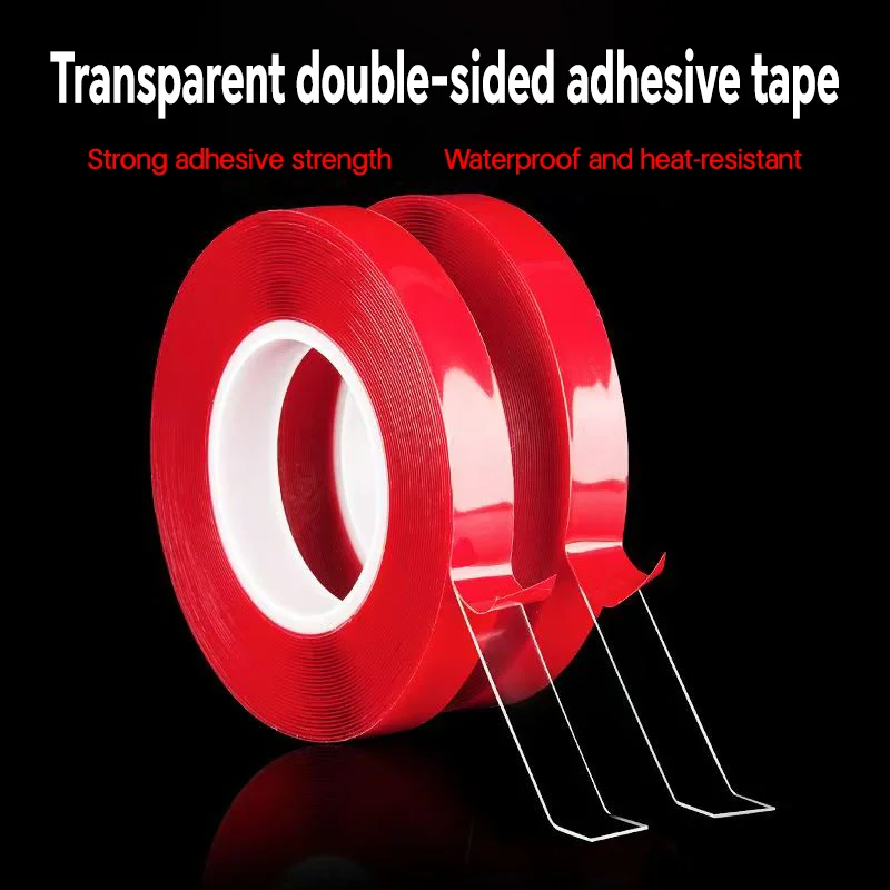 3M Clear Double-Sided Acrylic Foam Tape, Super Strong Adhesive, Red Film, 6mm–20mm, Waterproof & Washable, 3m Length