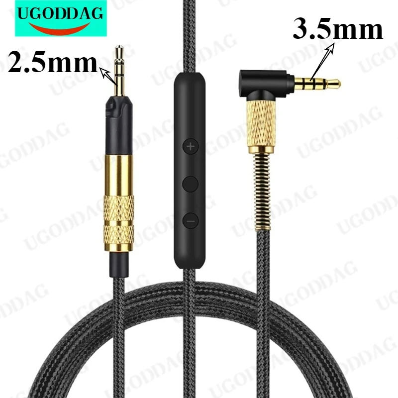 2.5mm to 3.5mm Headphone Audio Cable With Microphone Volume Control for Sennheiser HD598 HD599 HD558 HD518 HD569 HD579 Headset