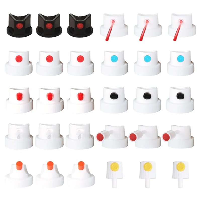 AB34-30PCS Spraypaint Caps & Nozzles Kit Adapter Set For Female Cans,Spray Can Nozzle Artist-Grade Spraycontrol Kit