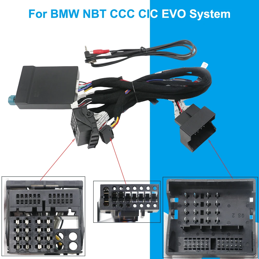 Car 16pin Wiring Harness Adapter Canbus Box Decoder 12.3 Inch Android Radio Power Cabler For BMW NBT CCC CIC  EVO System
