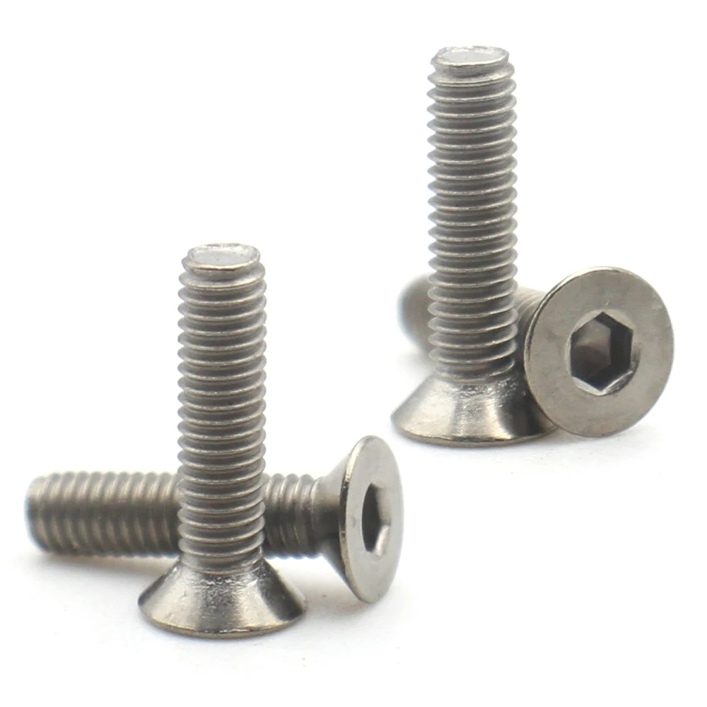 2–10 Stück M2 M2,5 M3 M4 M5 M6 M8 M10 DIN7991 TA2 Sechskant-Innensechskant aus reinem Titan mit flachem Senkkopf, Innensechskantschraube, L = 3–50 mm – Detail 8