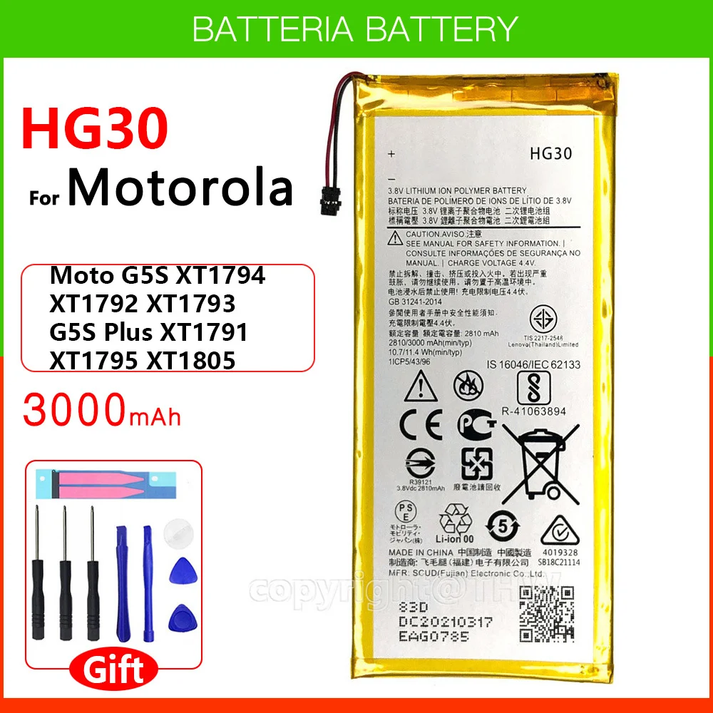 

Original Genuine HG30 2810mAh Battery For Motorola Moto G5S Plus Battery Dual XT1791 XT1792 XT1793 XT1794 XT1795 XT1805 Phone