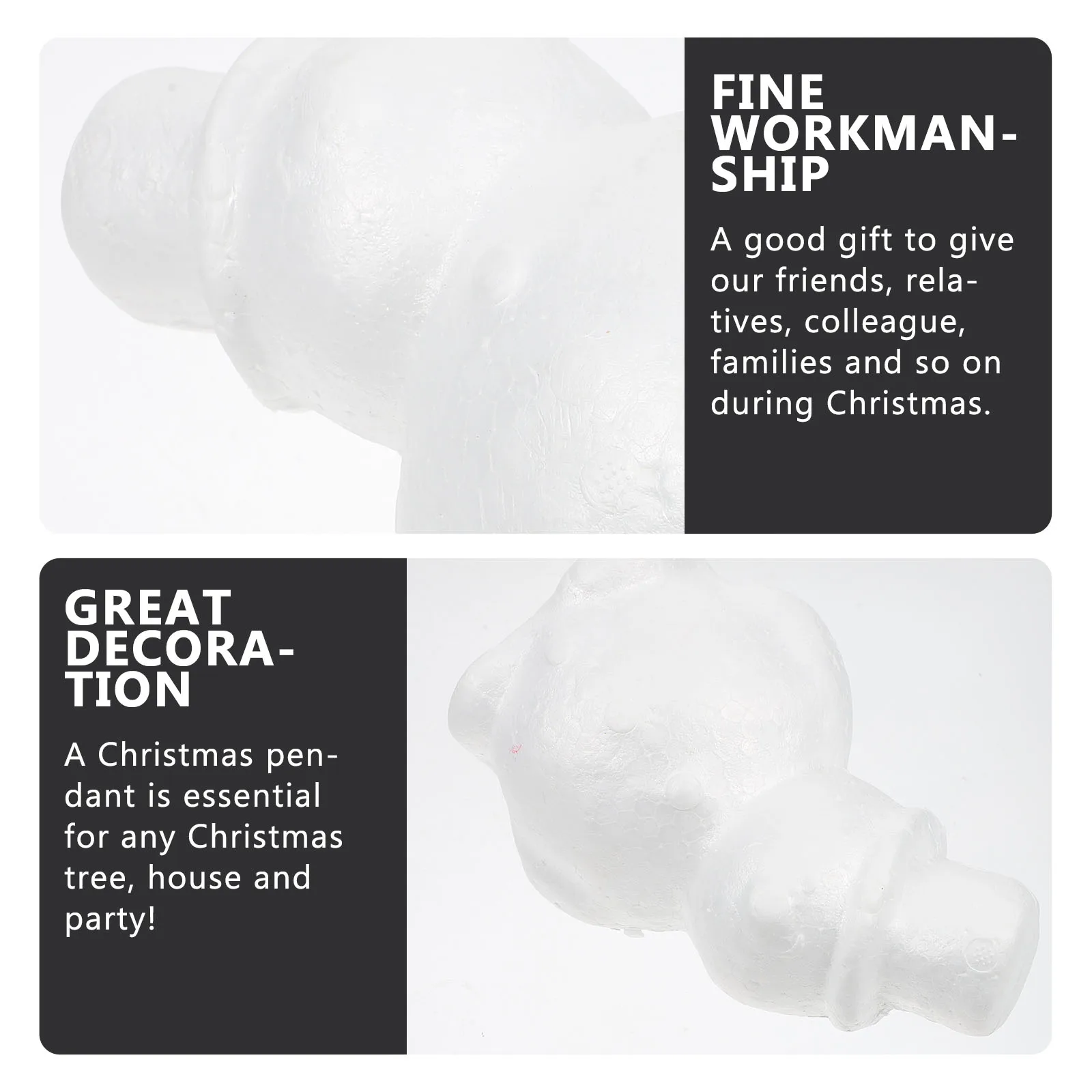 

10 Pcs Snowman Foam Ball Ornaments for Christmas Tree Shaped Pendant Decorations DIY Xmas