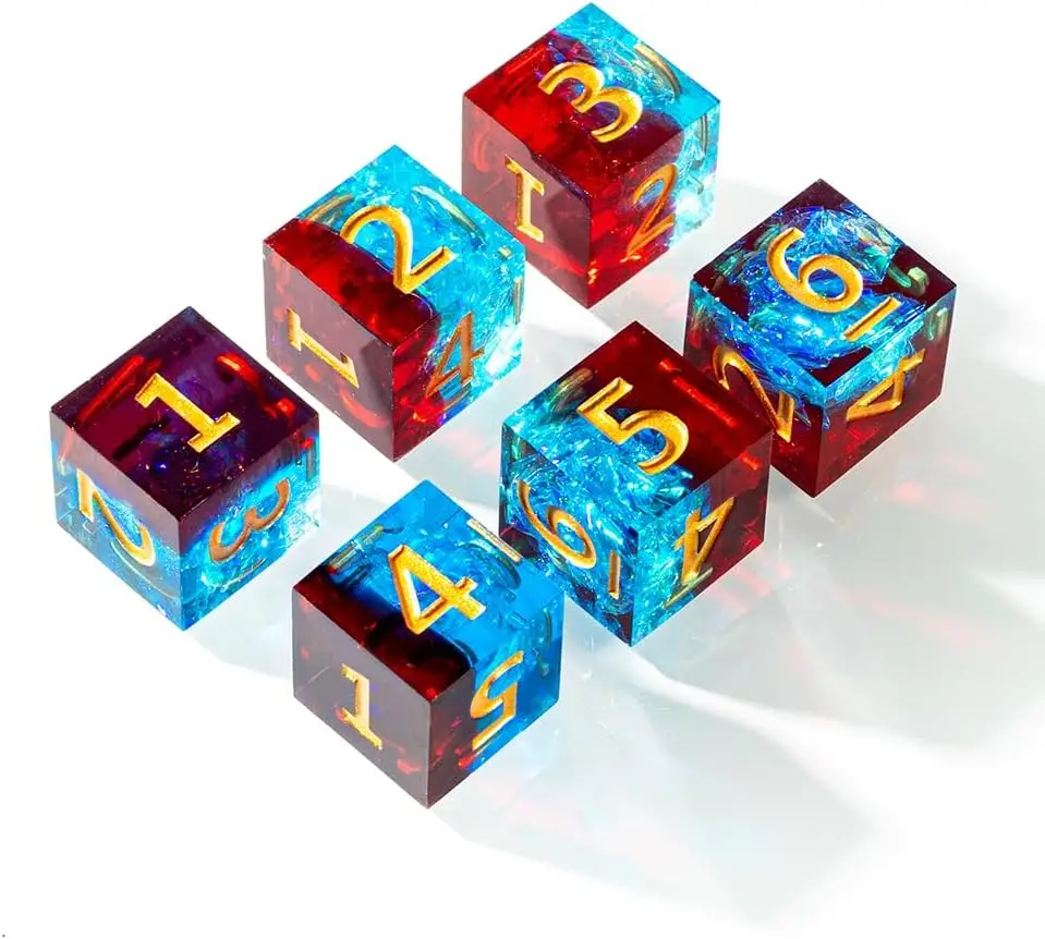 Handcrafted Precision Resin Dice Set (7-Piece) - Multi-Faceted Math Teaching Dice for RPG & Board Games: D20, D12, D100, D10, D6